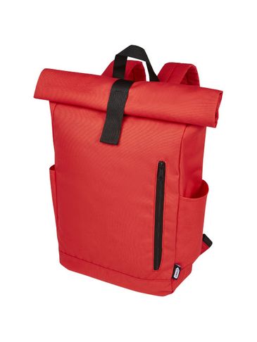 Byron plecak na laptopa 15,6 cala z tworzywa RPET z certyfikatem GRS z zawijanym zamknięciem, 18 l, czerwony