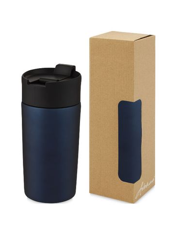 Kubek Jetta izolowany próżniowo i powlekany miedzią o pojemności 330 ml, niebieski