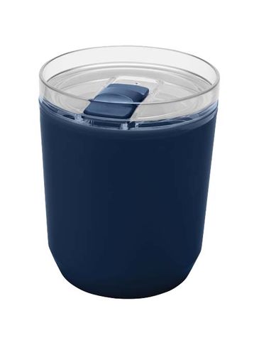 Hudson kubek z podwójnymi ściankami o pojemności 180 ml wykonany z tworzyw sztucznych pochodzących z recyklingu, granatowy