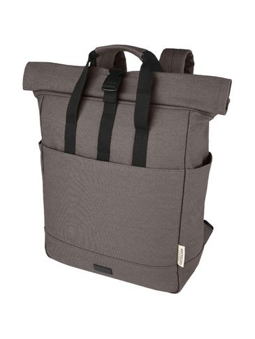 Joey 15-calowy plecak na laptopa z płótna z recyklingu z certyfikatem GRS o pojemności 15 l, szary