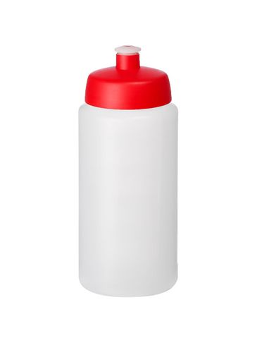 Bidon Baseline® Plus o pojemności 500 ml ze sportowym wieczkiem i uchwytem, przezroczysty / czerwony