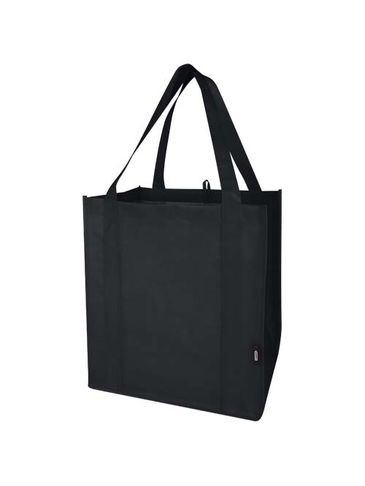 Liberty torba na zakupy z twardym dnem o pojemności 29 l wykonana z włókniny z recyklingu z certyfikatem GRS, czarny