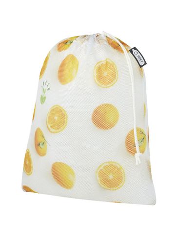 Torba na zakupy z pochodzącego z recyclingu poliestru z nadrukiem sublimacyjnym 25 x 32 cm, biały