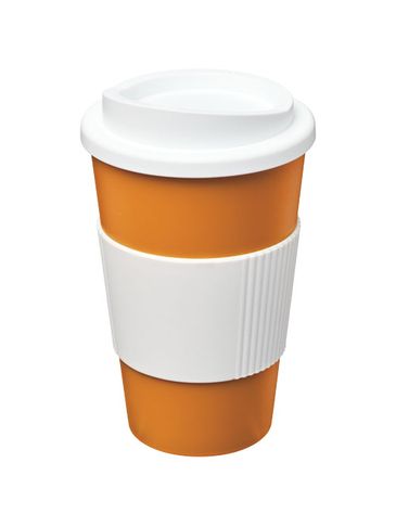 Kubek termiczny z serii Americano® o pojemności 350 ml z uchwytem, pomarańczowy / biały