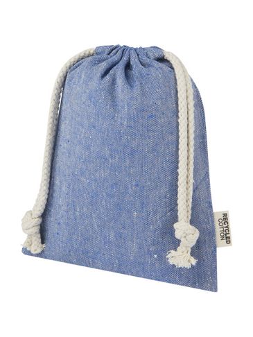 Pheebs torba na prezent z bawełny z recyklingu o gramaturze 150 g/m² i z certyfikatem GRS, mała o pojemności 0,5 l, niebieski melanż