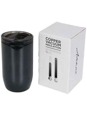 Kubek z miedzianą izolacją próżniową Lagom 380 ml, czarny błyszczący