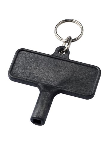 Klucz do odpowietrzania kaloryfera Largo wykonany z tworzywa sztucznego z brelokiem, czarny