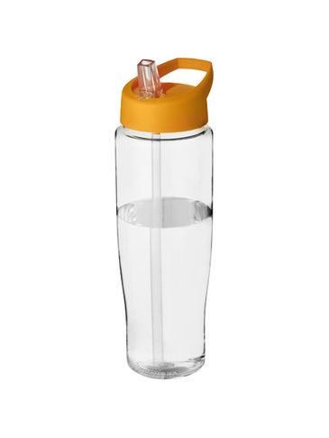 Bidon H2O Tempo® o pojemności 700 ml z wieczkiem z słomką, przezroczysty / pomarańczowy