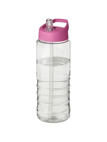 Bidon H2O Treble o pojemności 750 ml z wieczkiem z dzióbkiem, przezroczysty / różowy