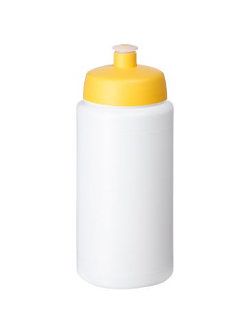 Bidon Baseline® Plus o pojemności 500 ml ze sportowym wieczkiem i uchwytem, biały / żółty