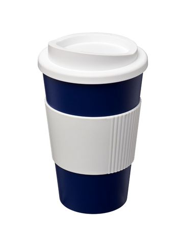 Kubek termiczny z serii Americano® o pojemności 350 ml z uchwytem, niebieski / biały