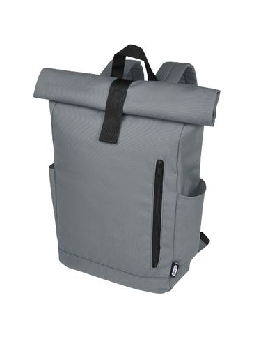 Byron plecak na laptopa 15,6 cala z tworzywa RPET z certyfikatem GRS z zawijanym zamknięciem, 18 l, jasnoszary