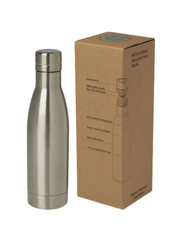 Vasa butelka ze stali nierdzwenej z recyklingu z miedzianą izolacją próżniową o pojemności 500 ml posiadająca certyfikat RCS , tytanowy