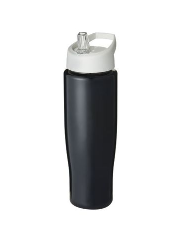 Bidon H2O Tempo® o pojemności 700 ml z wieczkiem z słomką, czarny / biały