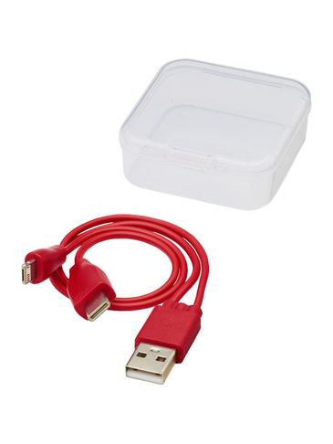 Dwustronny kabel do ładowania 3 w 1 Ario, czerwony