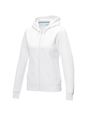 Ruby women’s organic recycled full zip hoodie, biały