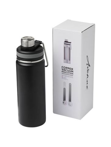 Miedziany, izolowany próżniowo bidon Gessi o pojemności 590 ml, czarny
