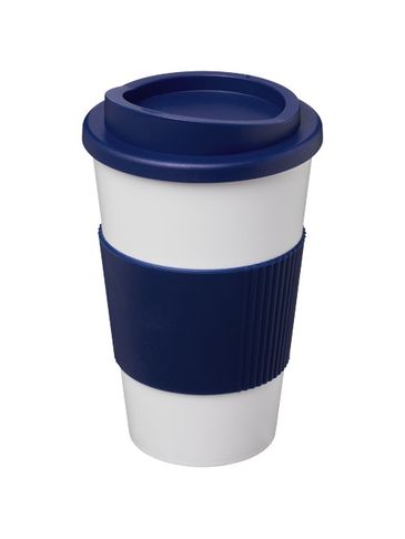 Kubek termiczny z serii Americano® o pojemności 350 ml z uchwytem, biały / niebieski