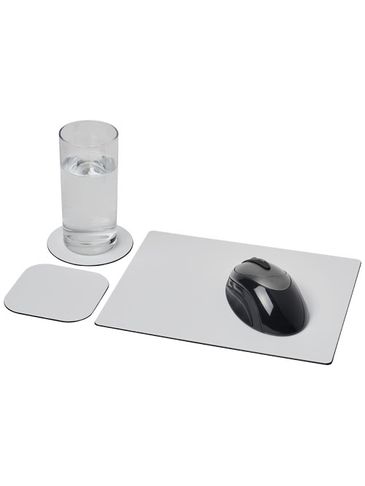 Podkładka pod mysz Brite-Mat® w zestawie z podkładkami pod kubek combo 1, czarny