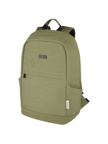 Joey 15,6-calowy plecak na laptopa z płótna z recyklingu z certyfikatem GRS o pojemności 18 l, oliwkowy