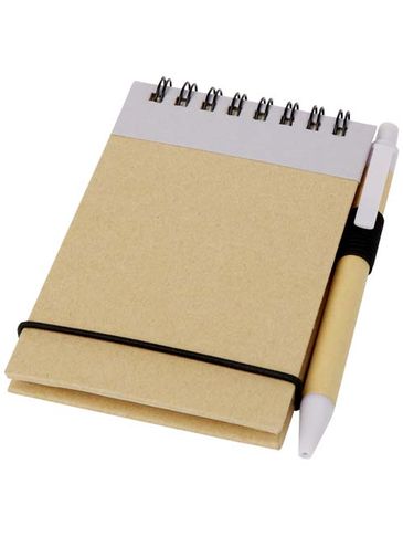 Notatnik A7 z recyklingu z długopisem Zuse, liliowy / piasek pustyni