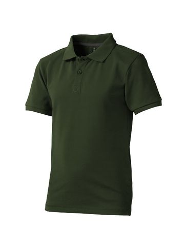 Dziecięce polo Calgary z krótkim rękawem, zieleń wojskowa