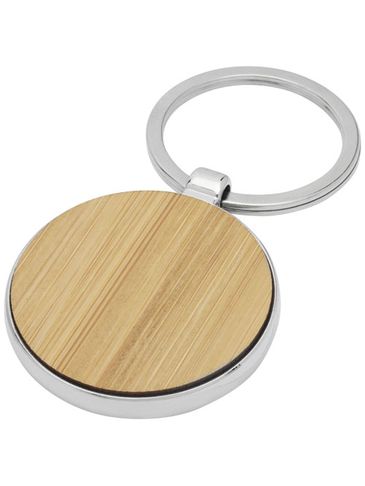 Okrągły brelok do kluczy Nino z bambusa, piasek pustyni