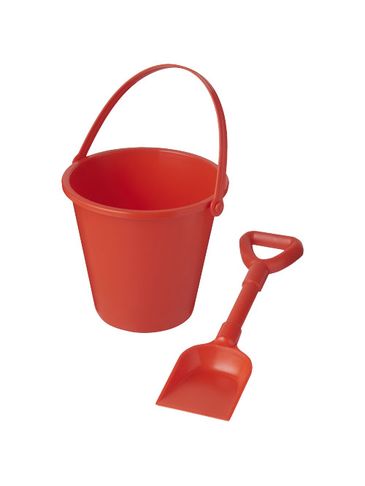 Wiaderko z łopatką Tides z plastiku z recyklingu, czerwony