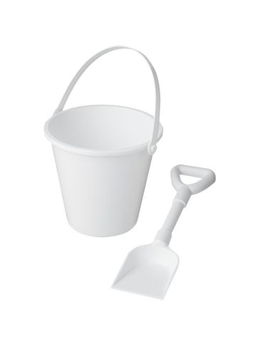 Wiaderko z łopatką Tides z plastiku z recyklingu, biały