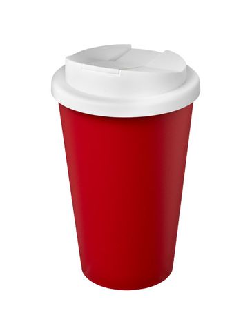 Kubek Americano® Eco z recyklingu o pojemności 350 ml z pokrywą odporną na zalanie, czerwony / biały