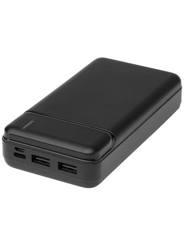 Loop powerbank o pojemności 20 000 mAh z tworzyw sztucznych pochodzących z recyklingu , czarny