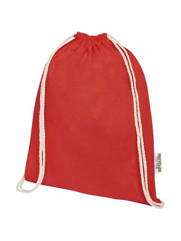 Oregon ściągana sznurkiem torba na zakupy z bawełny z recyklingu z certyfikatem GRS 140 g/m², czerwony