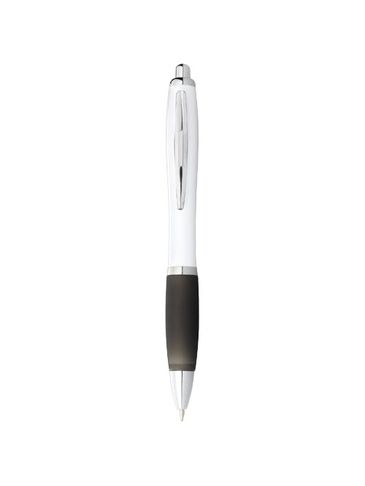 Długopis Nash z białym korpusem i kolorwym uchwytem, biały / czarny