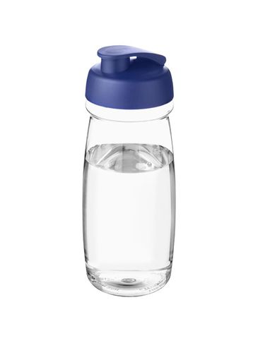 Bidon H2O Pulse® o pojemności 600 ml z wieczkiem zaciskowym, przezroczysty / niebieski