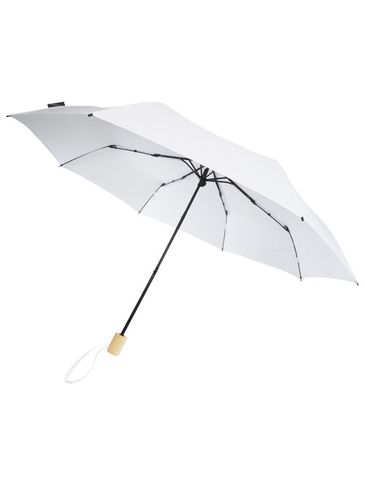 Składany wiatroodporny parasol 51 cm z PET z recyklingu Birgit, biały