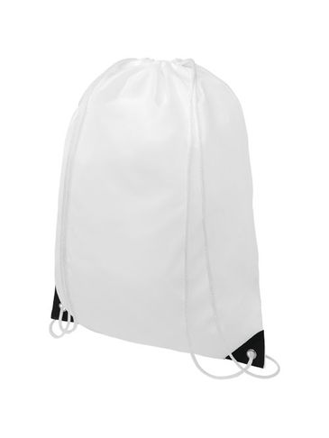 Plecak Oriole ściągany sznurkiem z kolorowymi rogami, biały / czarny