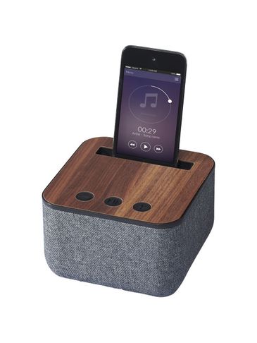 Materiałowo-drewniany głośnik Bluetooth® Shae, ciemnobrązowy