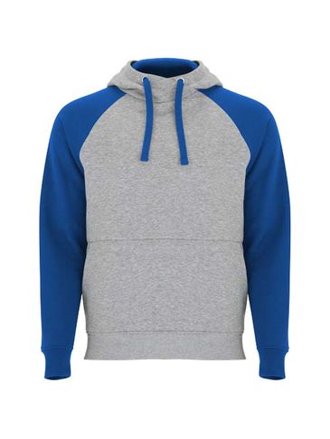 Badet dziecięca dwukolorowa bluza z kapturem, szary melanż / błękit królewski