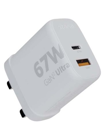 Xtorm XEC067G GaN² Ultra ładowarka ścienna o mocy 67 W — wtyczka brytyjska, biały
