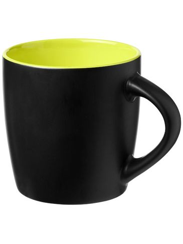 Kubek ceramiczny Riviera, czarny / limonka