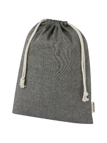 Pheebs torba na prezent z bawełny z recyklingu o gramaturze 150 g/m² i z certyfikatem GRS, duża o pojemności 4 l, czarny melanż