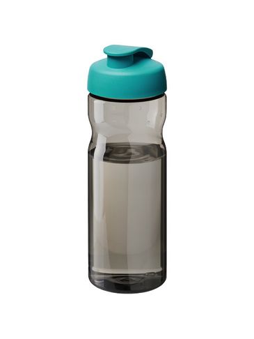 Bidon H2O Eco o pojemności 650 ml z wieczkiem zaciskowym, ciemnografitowy / morski