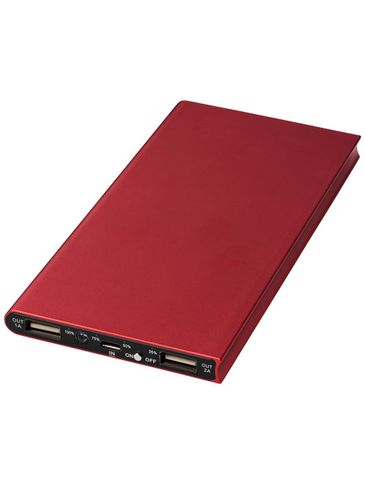 Aluminiowy powerbank Plate 8000 mAh, czerwony