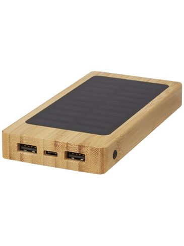 Alata 8000 mAh bambusowy powerbank z ogniwami słonecznymi, beżowy