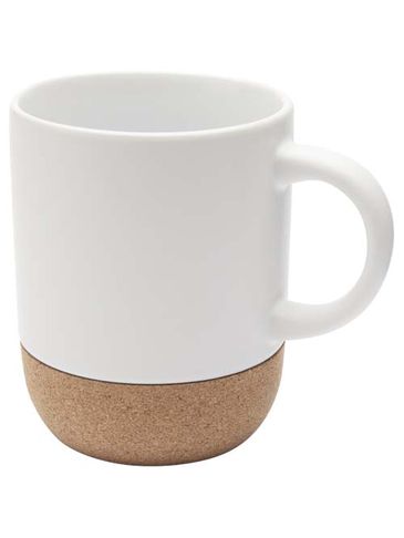 Billie kubek ceramiczny z nadrukiem sublimacyjnym o pojemności 300 ml z detalami z korka, biały