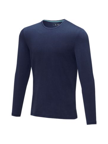 Męski T-shirt organiczny Ponoka z długim rękawem, granatowy