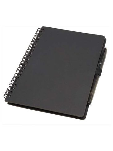 Slate zestaw składający się z notatnika wielokrotnego użytku z miękką okładką i długopisu, czarny