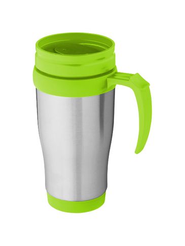 Kubek termiczny Sanibel, srebrny / zielony limonkowowy