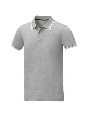 Męska koszulka polo Amarago z kontrastowymi paskami i krótkim rękawem, szary melanż