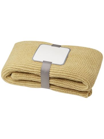 Suzy koc z dzianiny poliestrowej z certyfikatem GRS o wymiarach 150 x 120 cm, beżowy